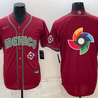 Men's Mexico Baseball 2023 Red World Baseball Big Logo With Patch Classic Replica Stitched Jersey