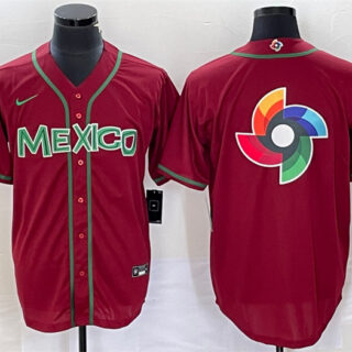 Men's Mexico Baseball 2023 Red World Baseball Classic Team Big Logo Stitched Jersey