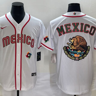 Men's Mexico Baseball 2023 White Team Big Logo World Baseball Classic Stitched Jersey
