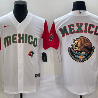 Men's Mexico Baseball 2023 White Team Big Logo World Baseball Classic Stitched Jersey 1