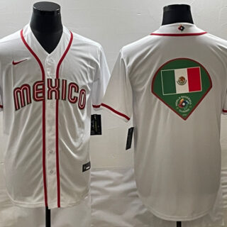 Men's Mexico Baseball 2023 White World Baseball Big Logo Classic Stitched Jersey