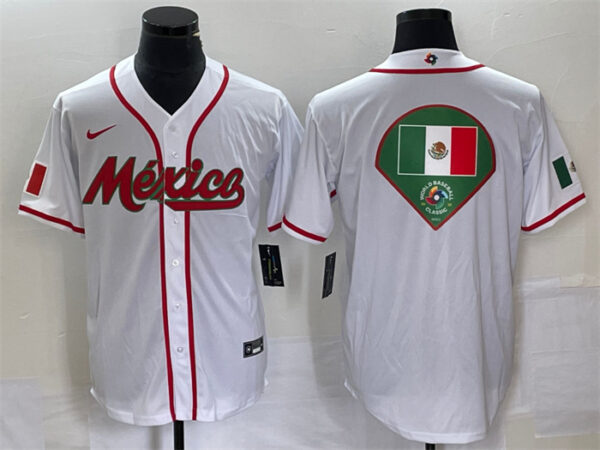 Men's Mexico Baseball 2023 White World Baseball Classic Team Big Logo Stitched Jersey 2