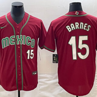 Men's Mexico Baseball #15 Austin Barnes 2023 Red World Baseball Classic Stitched Jersey
