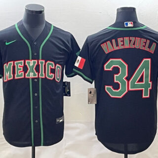 Men's Mexico Baseball #34 Fernando Valenzuela 2023 Black World Baseball Classic Stitched Jersey