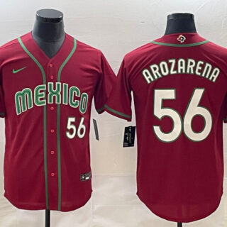 Men's Mexico Baseball #56 Randy Arozarena 2023 Red World Baseball Classic Stitched Jersey