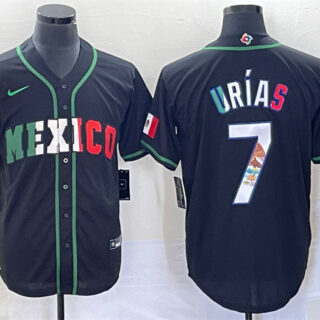 Men's Mexico Baseball #7 Julio Urías 2023 Black World Baseball With Patch Classic Stitched Jersey