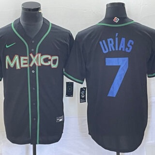 Men's Mexico Baseball #7 Julio Urías 2023 Black World Baseball With Patch Classic Stitched Jersey