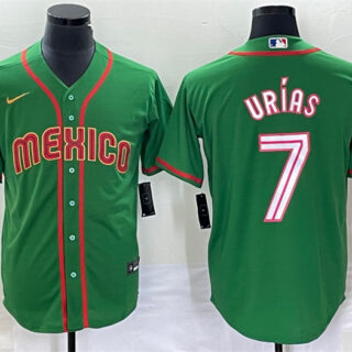 Men's Mexico Baseball #7 Julio Urías 2023 Green World Baseball With Patch Classic Stitched Jersey 1