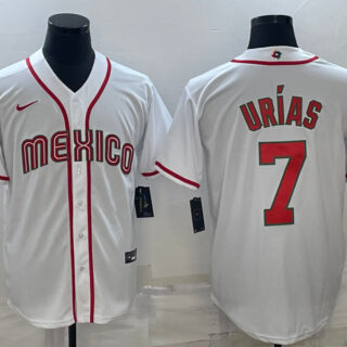 Men's Mexico Baseball #7 Julio Urías 2023 White World Baseball Classic Stitched Jersey