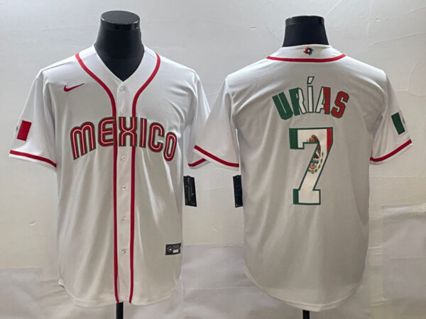 Men's Mexico Baseball #7 Julio Urías 2023 White World Baseball Classic Stitched JerseyS