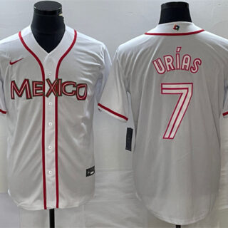 Men's Mexico Baseball #7 Julio Urías 2023 White World Baseball With Patch Classic Stitched Jerseys
