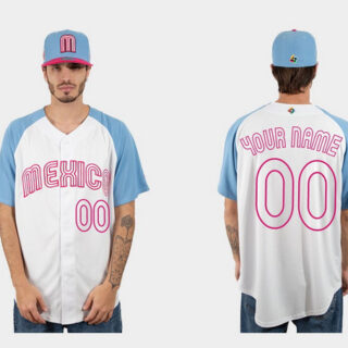 Men's Mexico Baseball ACTIVE PLAYER Custom White Blue 2023 World Baseball Classic Stitched Jersey