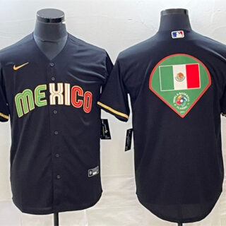 Men's Mexico Baseball Black 2023 World Baseball Classic Team Big Logo Stitched Jerseys