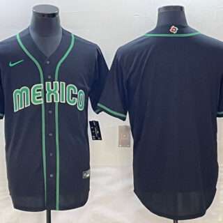 Men's Mexico Baseball Blank 2023 Black World Baseball With Patch Classic Stitched Jersey