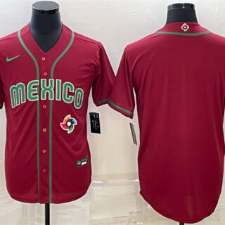 Men's Mexico Baseball Blank 2023 Red World Baseball Classic Replica Stitched JerseyS