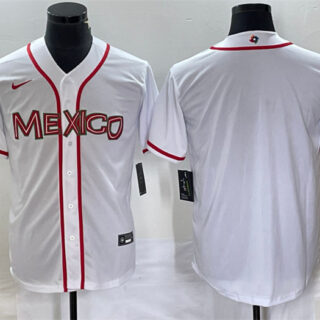 Men's Mexico Baseball Blank 2023 White World Baseball Classic Stitched Jersey