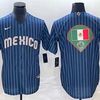 Men's Mexico Baseball Navy Team Big Logo World Baseball Classic Stitched Jersey 003