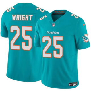 Men's Miami Dolphins #25 Jaylen Wright Aqua 2024 F.U.S.E Vapor Limited Stitched Football Jersey