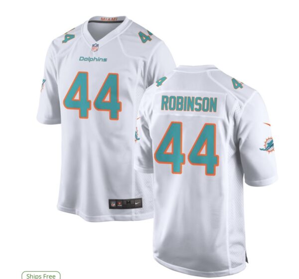 Men's Miami Dolphins #44 Robinson White Vapor Limited Stitched Football Jersey