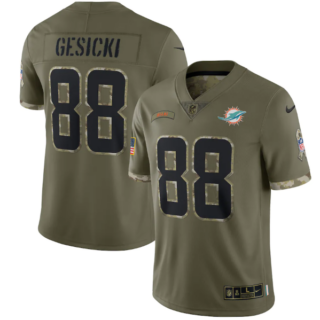 Men's Miami Dolphins #88 Mike Gesicki Olive 2022 Salute To Service Limited Stitched Jersey