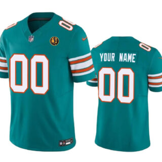 Men's Miami Dolphins Active Player Custom Aqua 2023 F.U.S.E. Alternate With John Madden Patch Vapor Limited Stitched Football Jersey