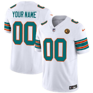 Men's Miami Dolphins Active Player Custom White 2023 F.U.S.E. Alternate With John Madden Patch Vapor Limited Stitched Football Jersey