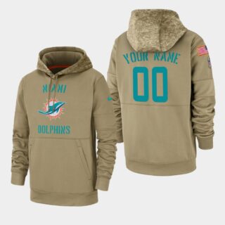 Men's Miami Dolphins Custom 2019 Salute to Service Sideline Therma Pullover Hoodie - Tan