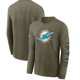 Men's Miami Dolphins Olive 2022 Salute To Service Long Sleeve T-Shirt
