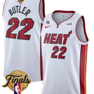 Men's Miami Heat #22 Jimmy Butler White 2023 Finals Association Edition With NO.6 Patch Stitched Basketball Jersey