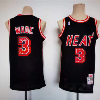 Men's Miami Heat #3 Dwyane Wade Black Throwback Basketball Jersey