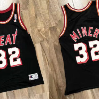 Men's Miami Heat #32 Harold Miner Black Champions Stitched Basketball Throwback Jersey