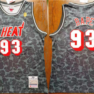Men's Miami Heat #93 Bape Black Throwback Basketball Jersey