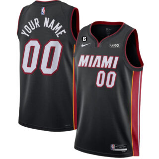 Men's Miami Heat Active Player Custom Black Icon Edition With NO.6 Patch Stitched Basketball Jersey