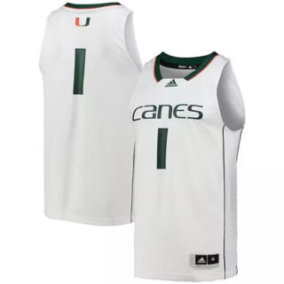 Men's Miami Hurricanes #1 White Swingman Stitched Basketball Jerseys