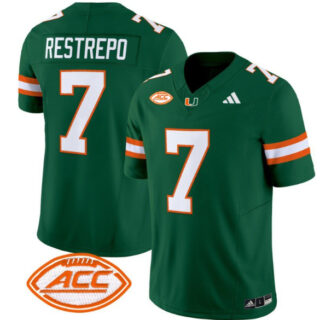Men's Miami Hurricanes #7 Xavier Restrepo Green Stitched Jerseys