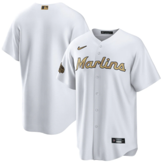 Men's Miami Marlins Blank 2022 All-Star White Cool Base Stitched Baseball Jersey