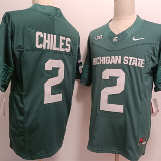 Men's Michigan State Spartans #2 Aidan Chiles Green F.U.S.E. Stitched Football Jersey