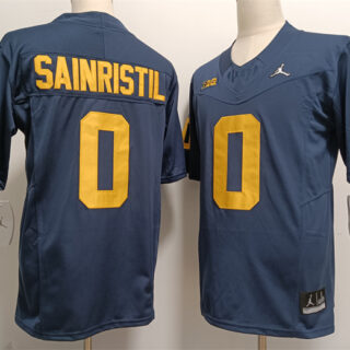 Men's Michigan Wolverines #0 Mike Sainristil 2023 F.U.S.E. Navy Stitched Jersey