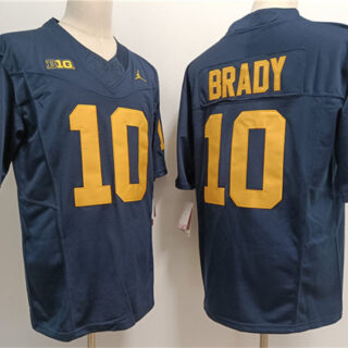 Men's Michigan Wolverines #10 Tom Brady 2023 F.U.S.E. Navy Stitched Jersey