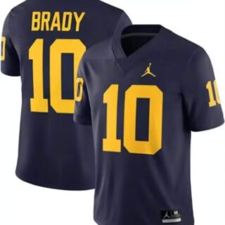Men's Michigan Wolverines #10 Tom Brady Navy Blue Stitched Jersey