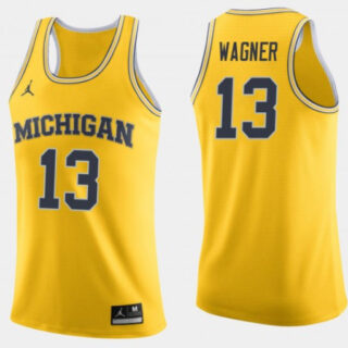 Men's Michigan Wolverines #13 Moritz Wagner Yellow College Stitched Football Jersey