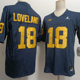 Men's Michigan Wolverines #18 Colston Loveland 2023 F.U.S.E. Navy Stitched Jersey