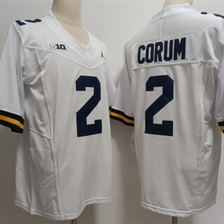 Men's Michigan Wolverines #2 CORUM White Stitched Jersey