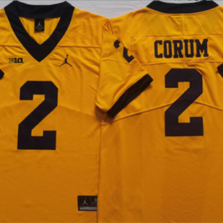 Men's Michigan Wolverines #2 CORUM Yellow Stitched Jersey