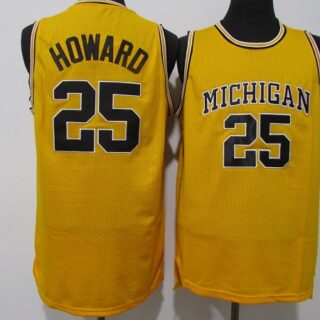 Men's Michigan Wolverines #25 Jace Howard Yellow College Stitched Football Jersey