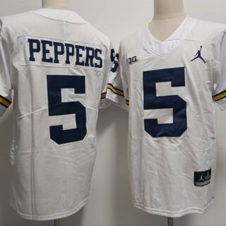 Men's Michigan Wolverines #5 Jabrill Peppers White Stitched Jersey