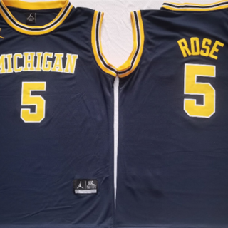 Men's Michigan Wolverines #5 Jalen Rose Navy Stitched Jersey