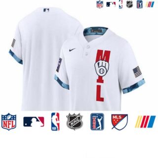 Men's Milwaukee Brewers 2021 White All-Star Cool Base Stitched MLB Jersey