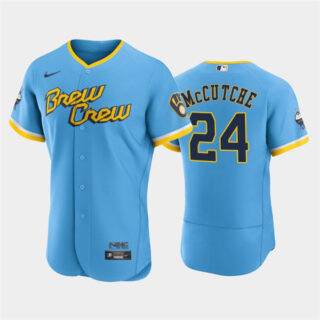 Men's Milwaukee Brewers #24 Andrew McCutchen Powder Blue 2022 City Connect Flex Base Stitched MLB Jersey