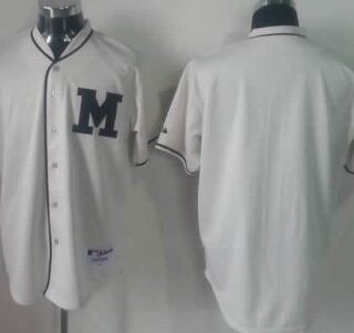 Men's Milwaukee Brewers Customized 1913 Cream M Patch Jersey